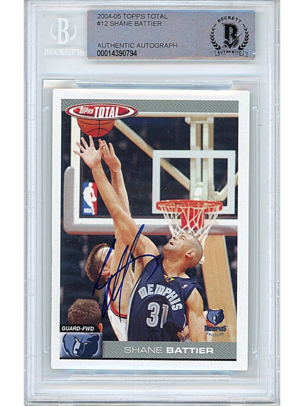 Shane Battier Signed Grizzlies '05 Topps Total Basketball Card Beckett Autograph